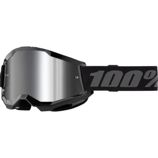 MASCHERA 100% STRATA 2 JUNIOR BLACK - LENTE A SPECCHIO ARGENTO